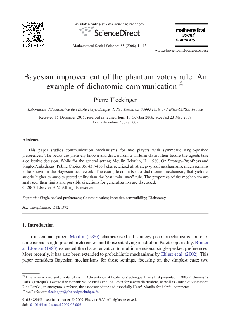 Bayesian improvement of the phantom voters rule: An example of dichotomic communication