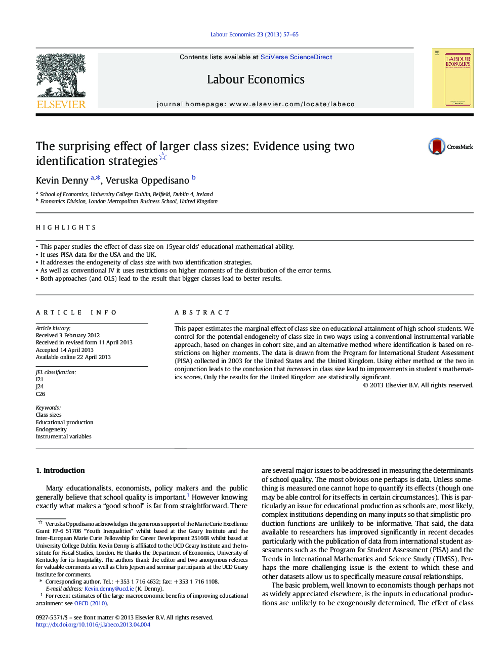 The surprising effect of larger class sizes: Evidence using two identification strategies 