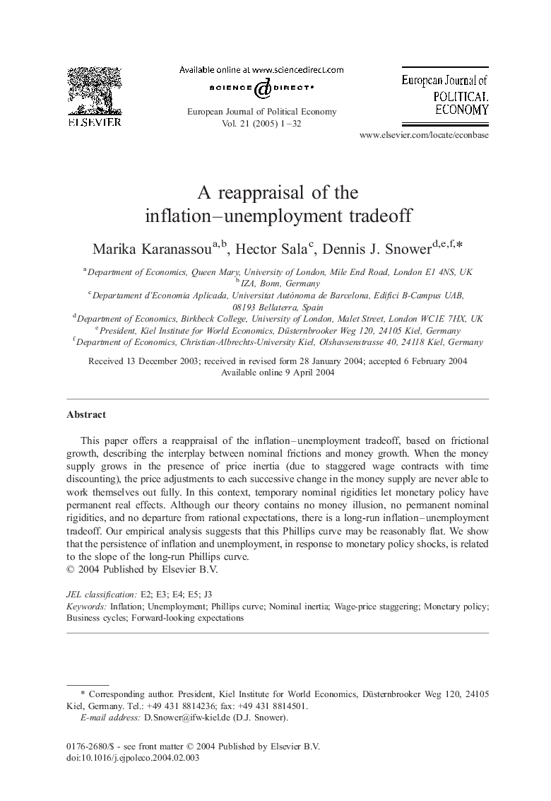 A reappraisal of the inflation-unemployment tradeoff