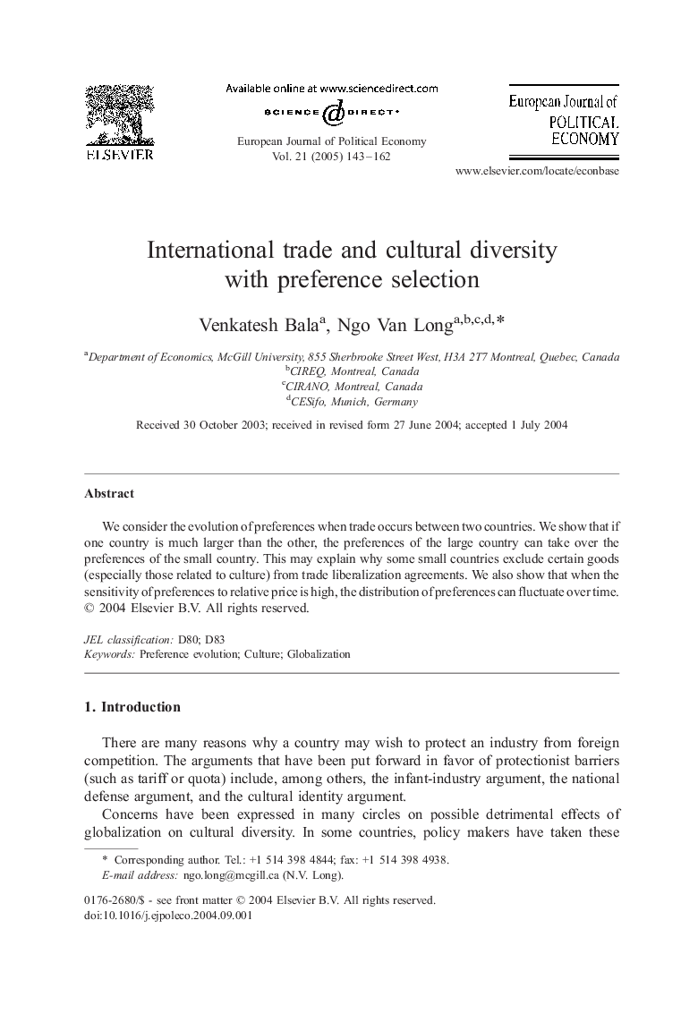 International trade and cultural diversity with preference selection