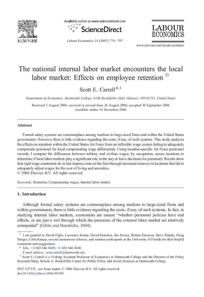 The national internal labor market encounters the local labor market: Effects on employee retention 