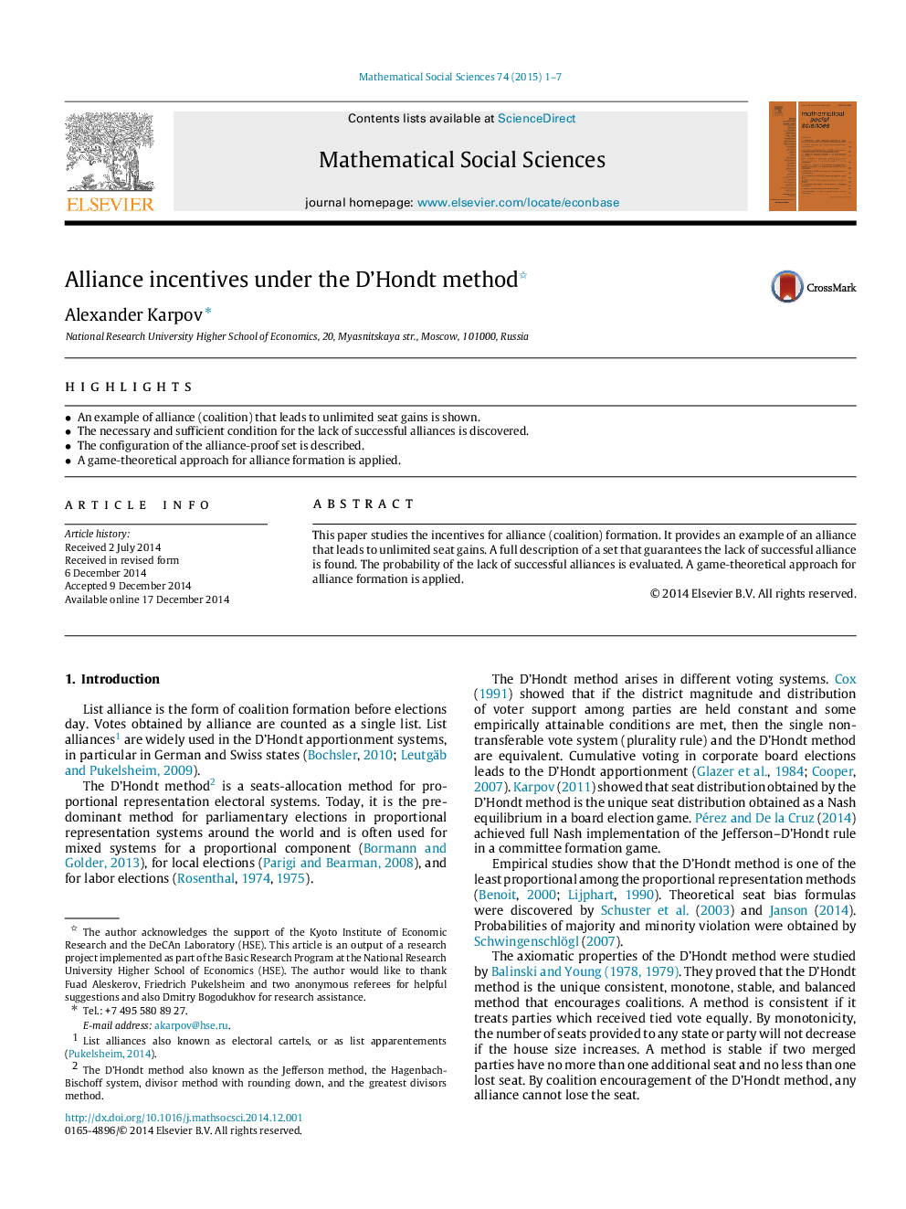 Alliance incentives under the D’Hondt method 