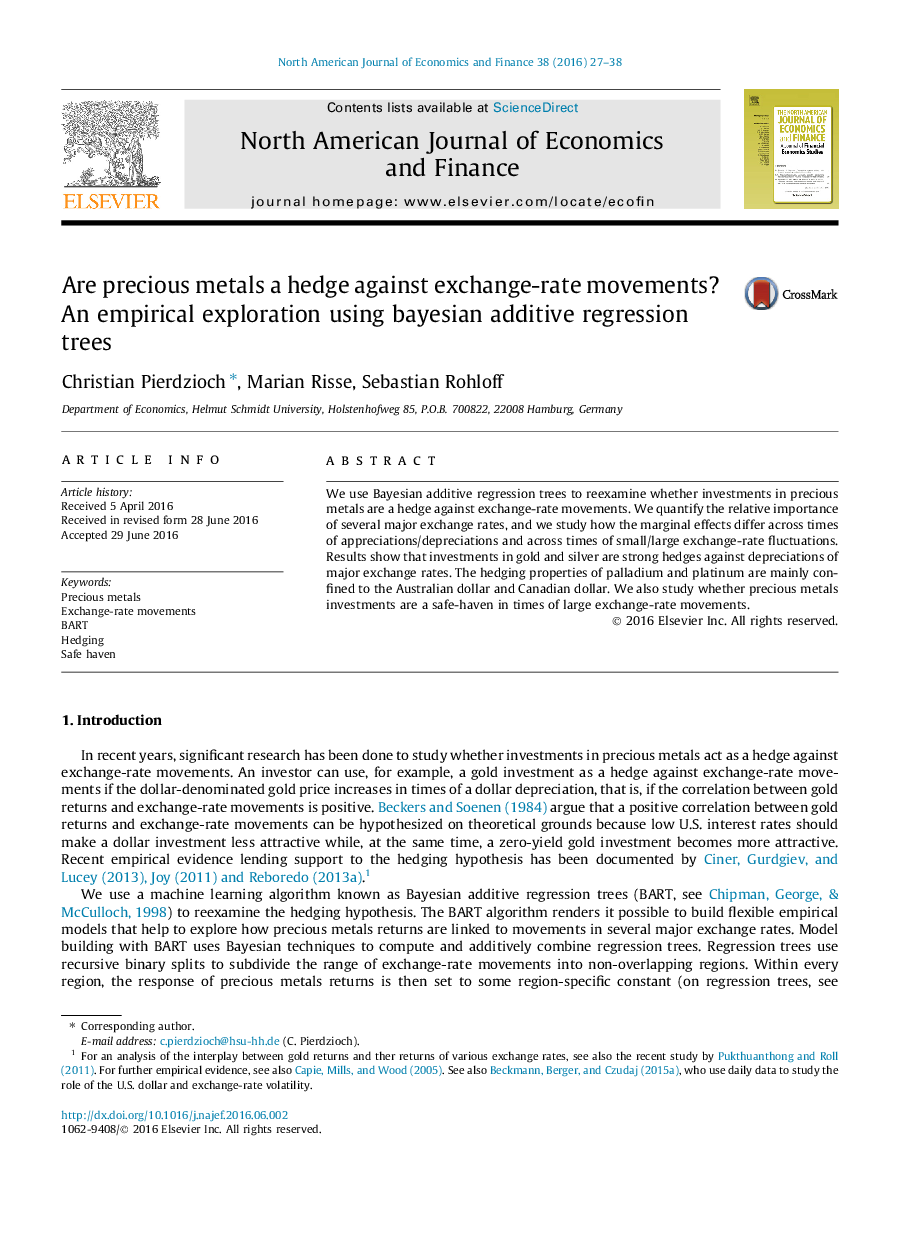 Are precious metals a hedge against exchange-rate movements? An empirical exploration using bayesian additive regression trees