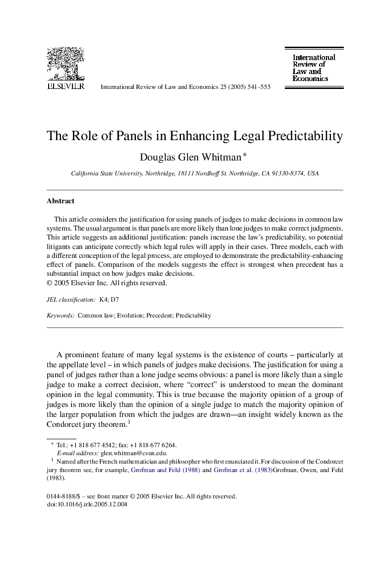 The Role of Panels in Enhancing Legal Predictability