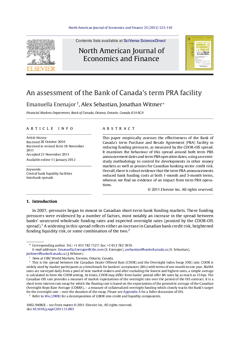 An assessment of the Bank of Canada's term PRA facility
