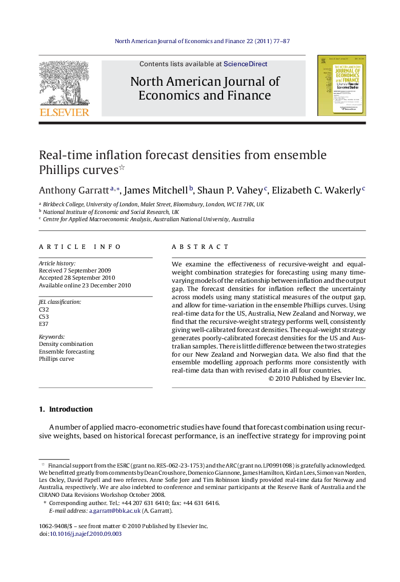 Real-time inflation forecast densities from ensemble Phillips curves 