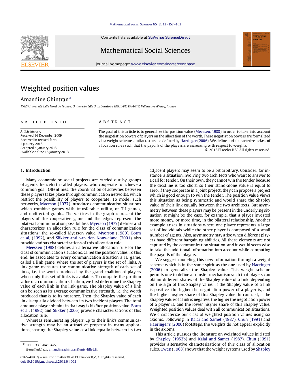 Weighted position values