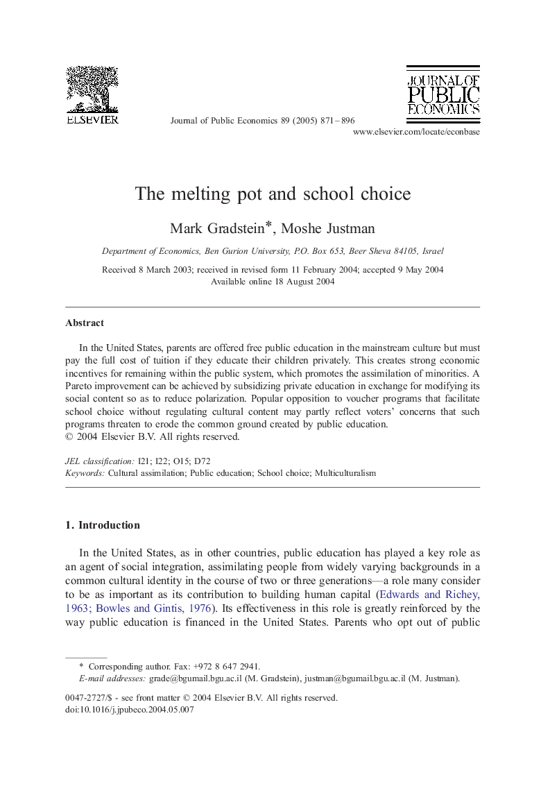 The melting pot and school choice