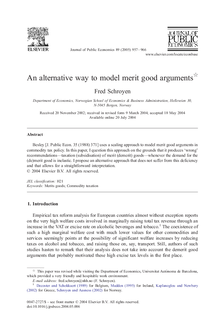 An alternative way to model merit good arguments