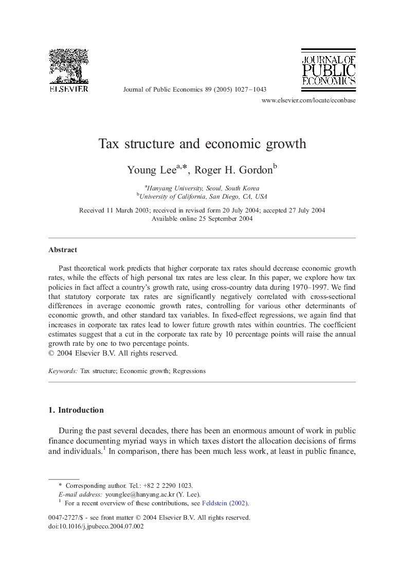 Tax structure and economic growth