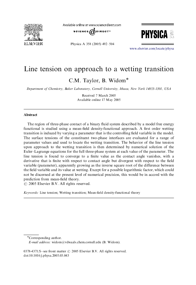 Line tension on approach to a wetting transition