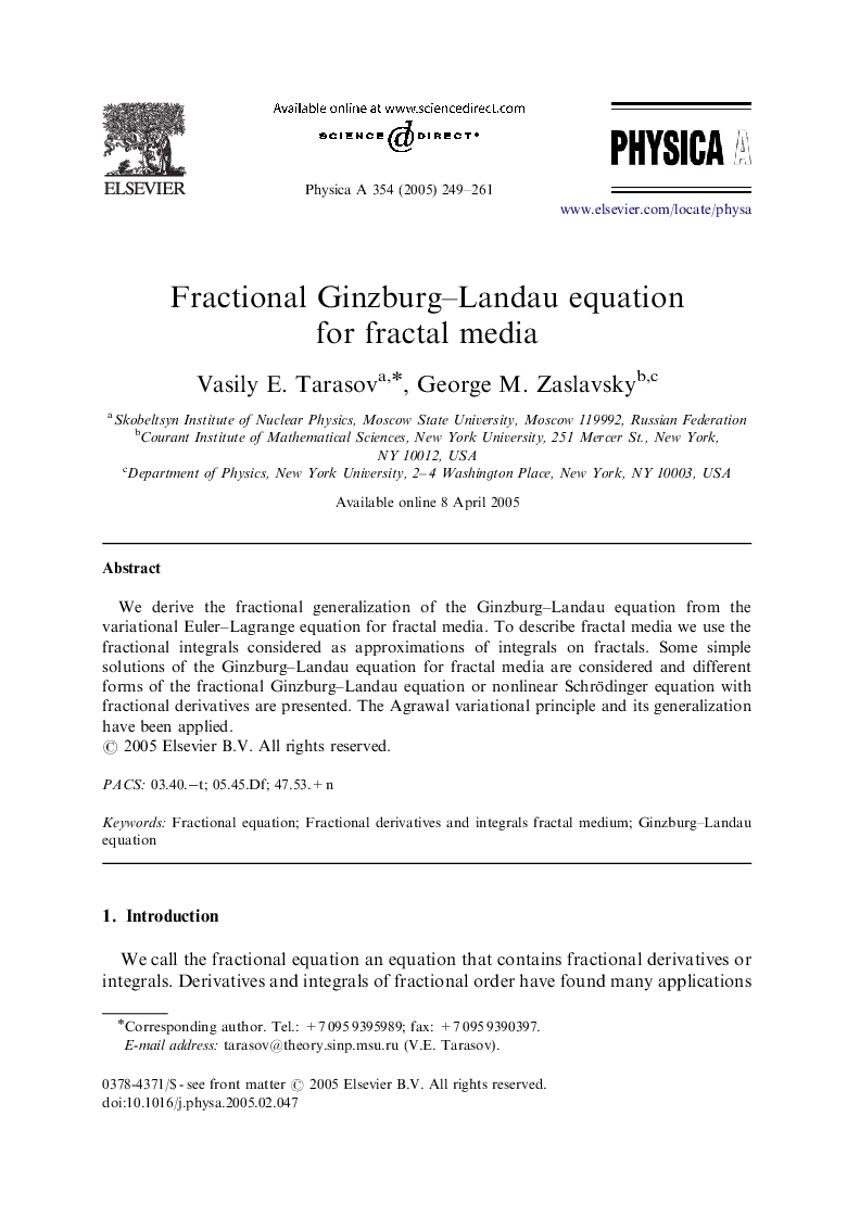 Fractional Ginzburg-Landau equation for fractal media