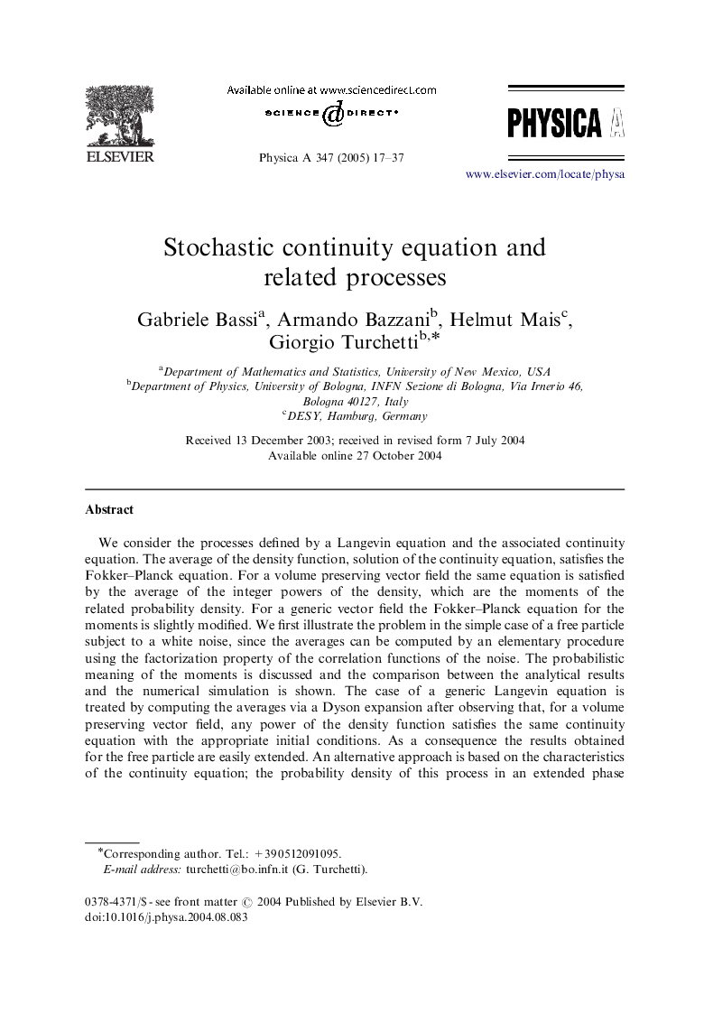 Stochastic continuity equation and related processes