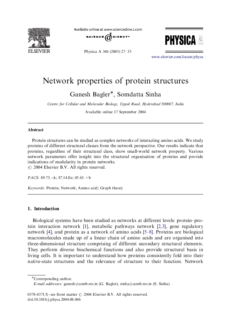 Network properties of protein structures