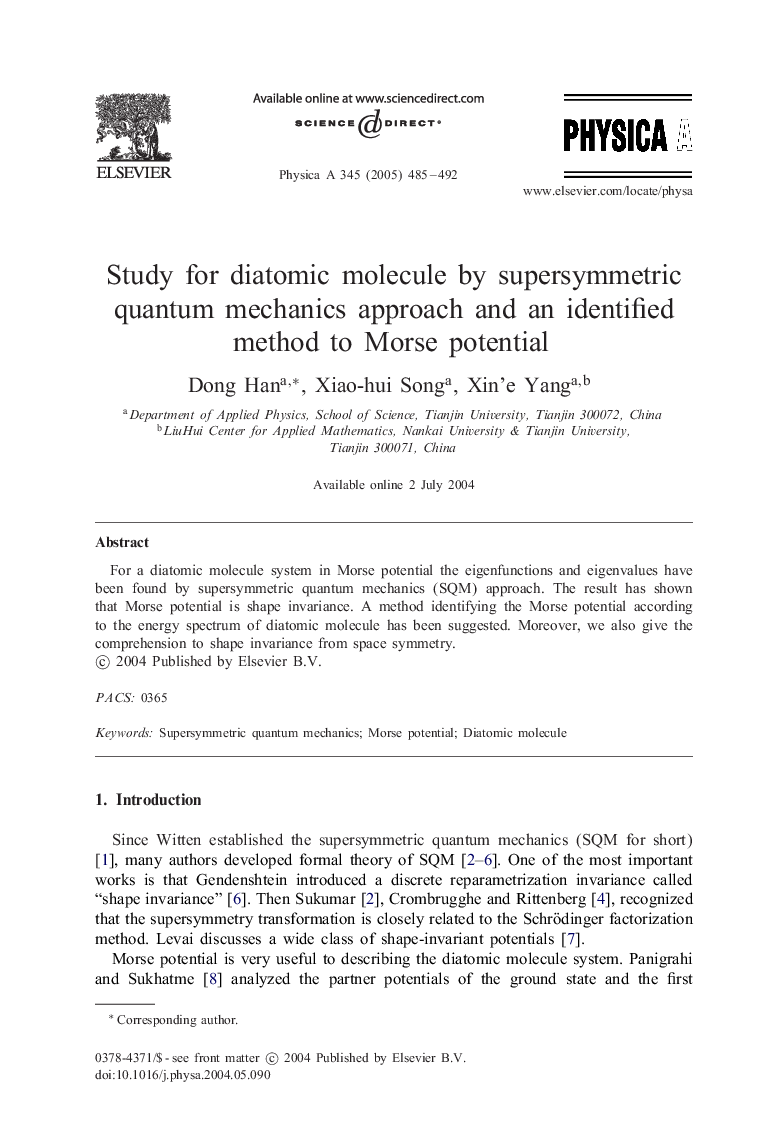 Study for diatomic molecule by supersymmetric quantum mechanics approach and an identified method to Morse potential