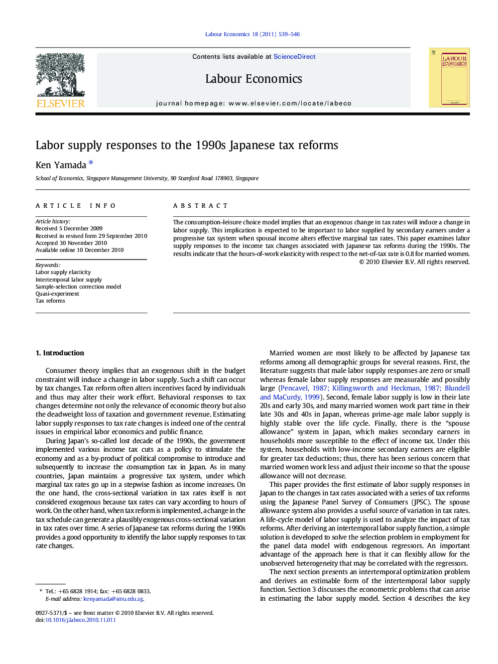 Labor supply responses to the 1990s Japanese tax reforms