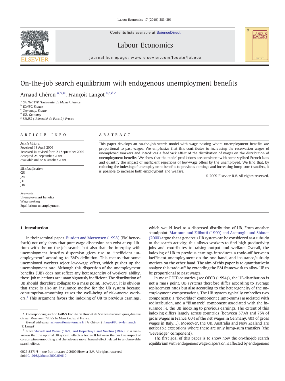 On-the-job search equilibrium with endogenous unemployment benefits