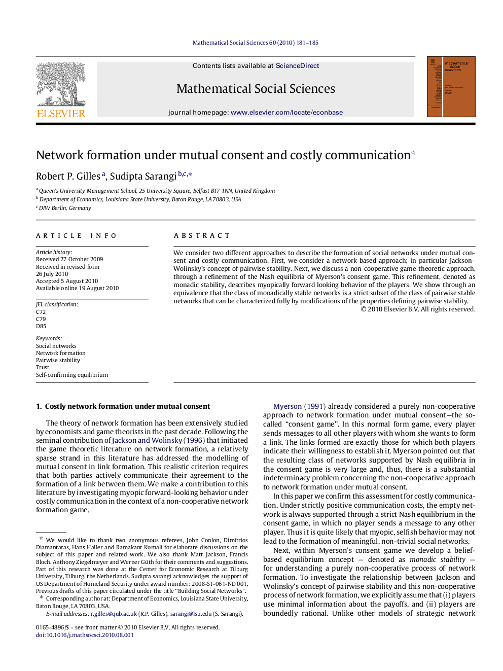 Network formation under mutual consent and costly communication 