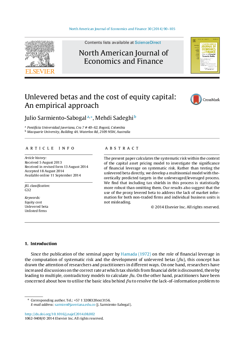 Unlevered betas and the cost of equity capital: An empirical approach