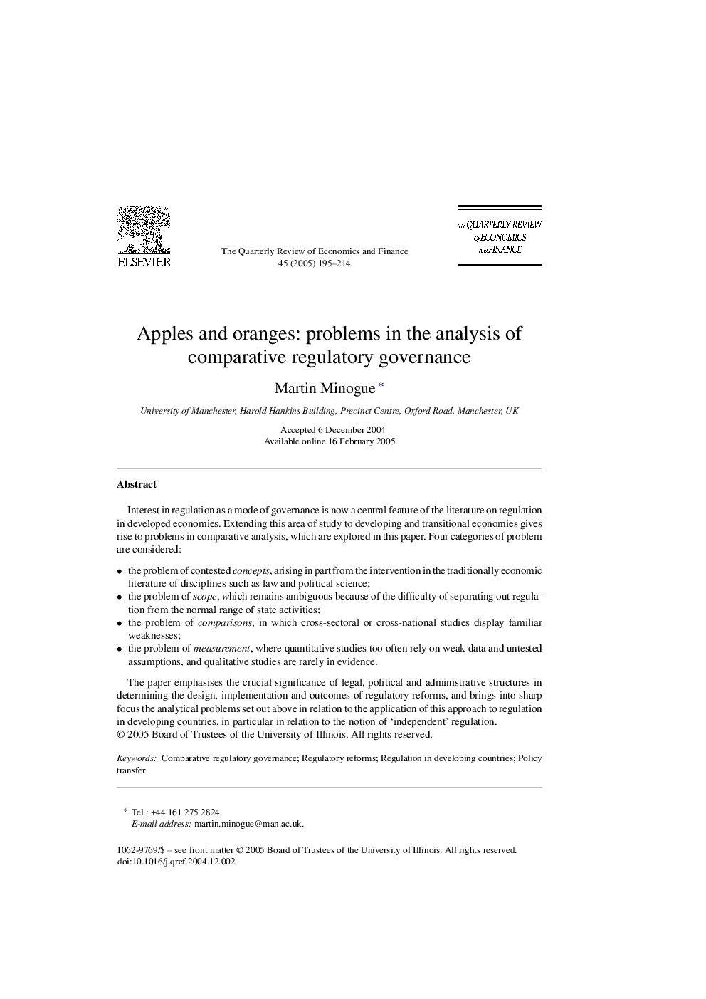 Apples and oranges: problems in the analysis of comparative regulatory governance