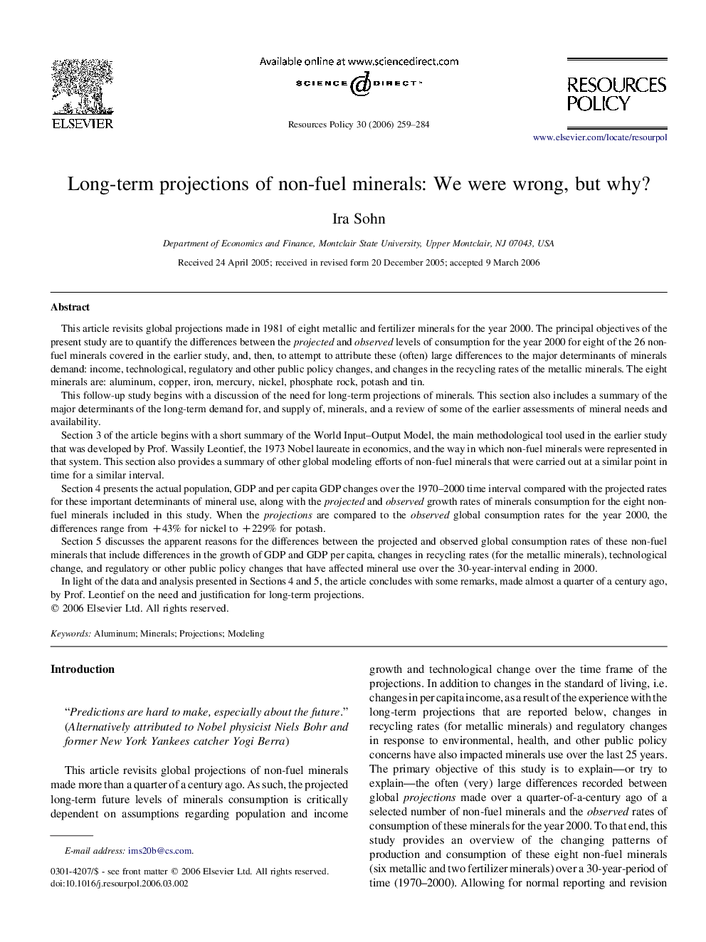 Long-term projections of non-fuel minerals: We were wrong, but why?