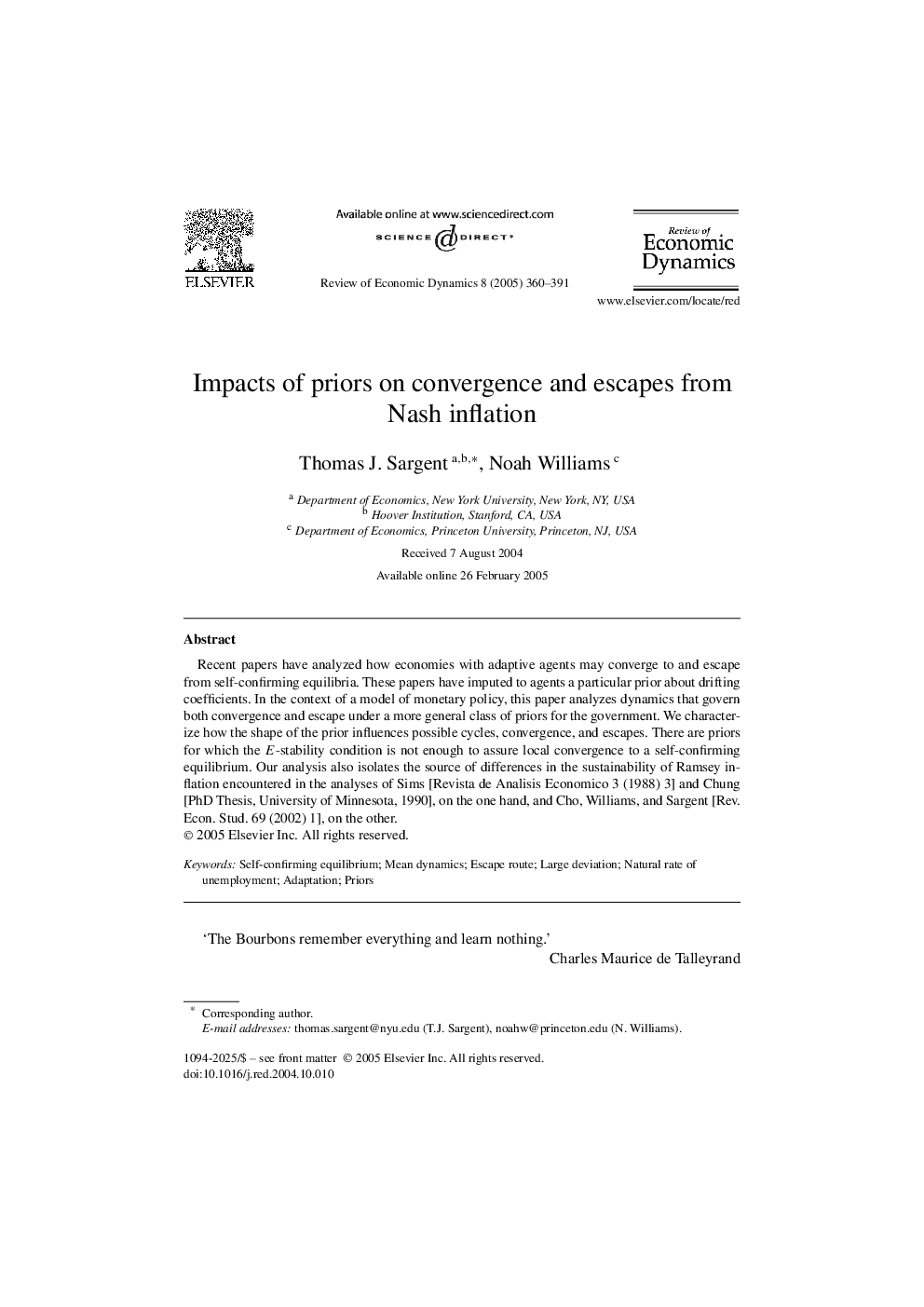 Impacts of priors on convergence and escapes from Nash inflation