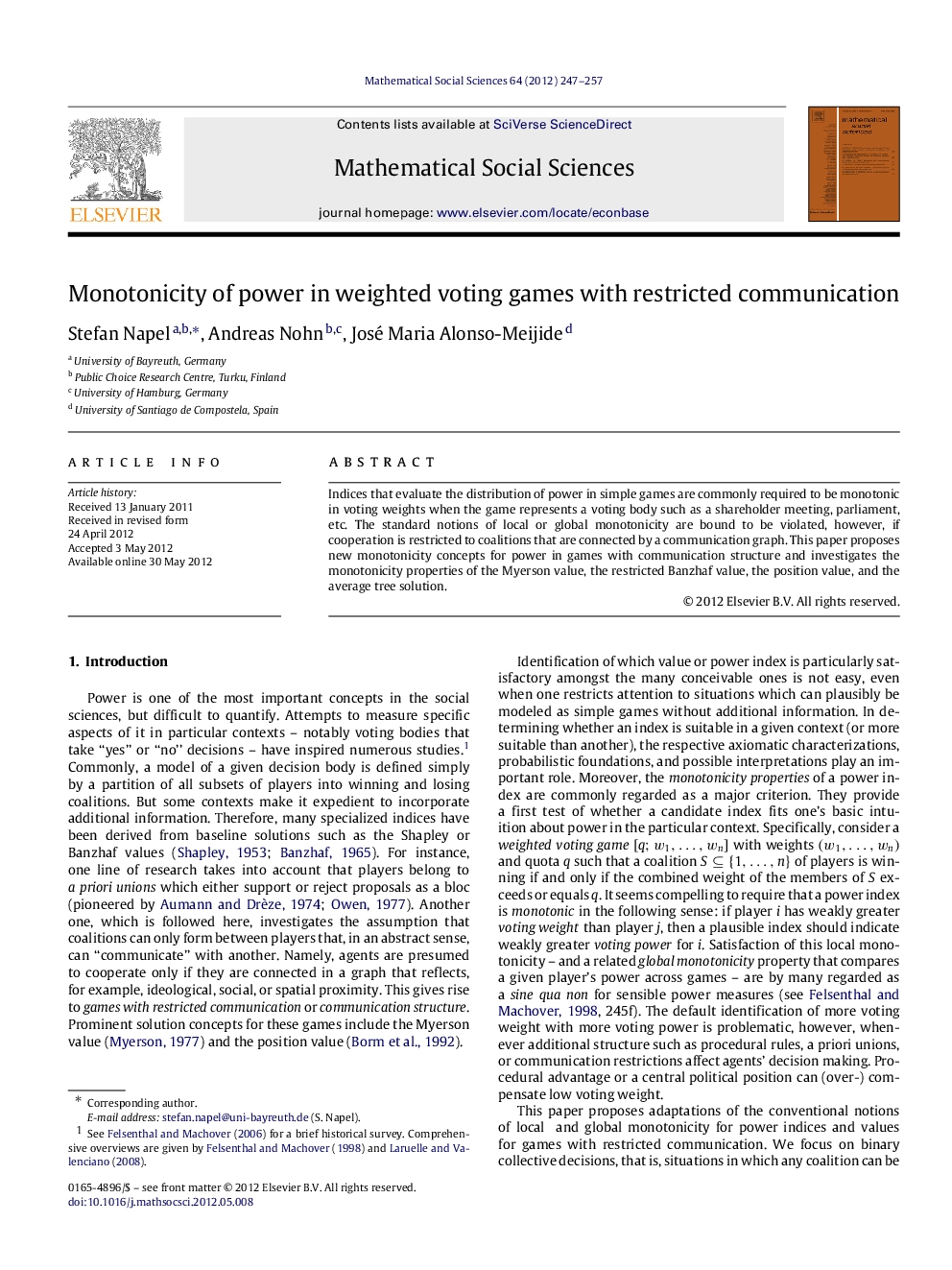 Monotonicity of power in weighted voting games with restricted communication
