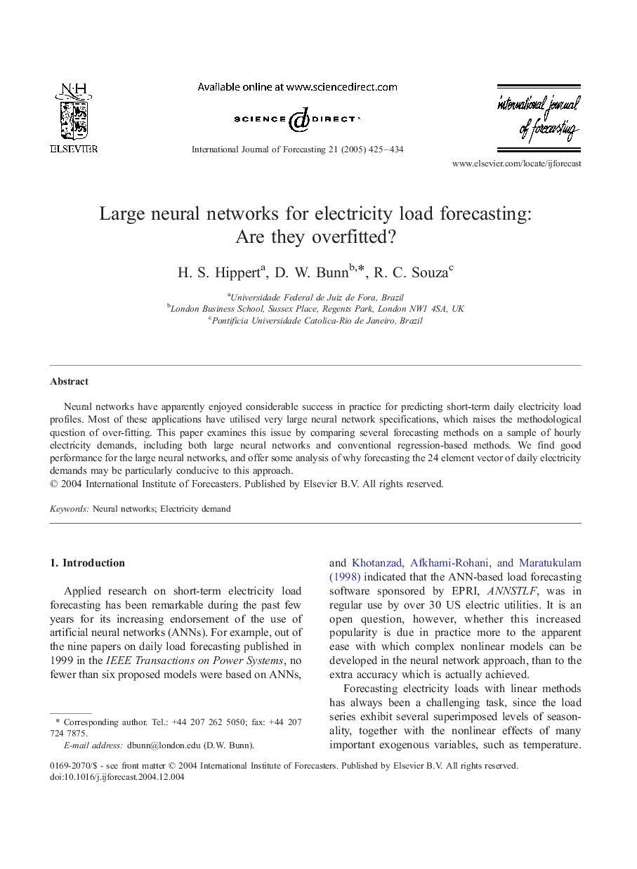 Large neural networks for electricity load forecasting: Are they overfitted?