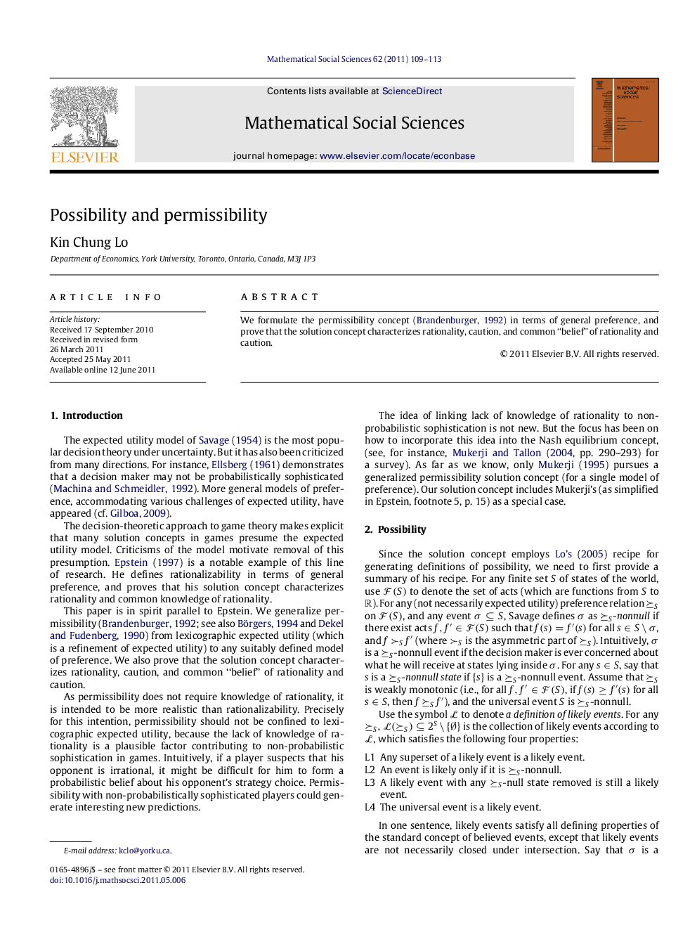 Possibility and permissibility