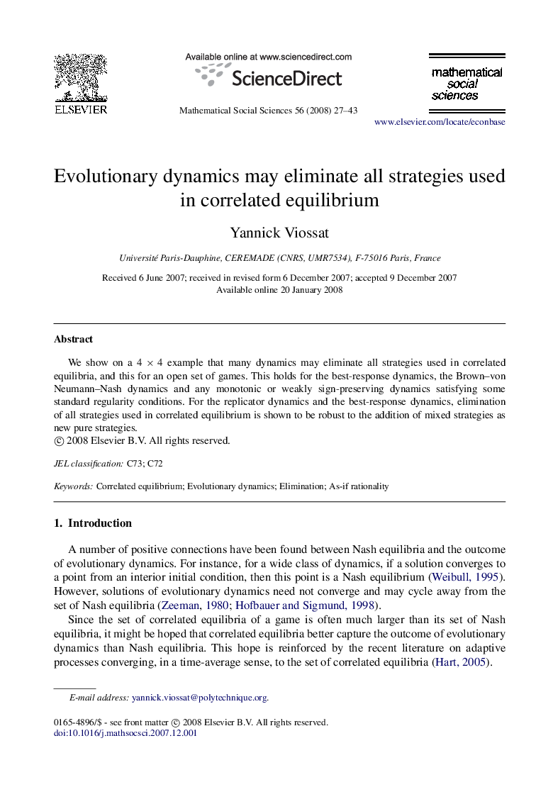 Evolutionary dynamics may eliminate all strategies used in correlated equilibrium