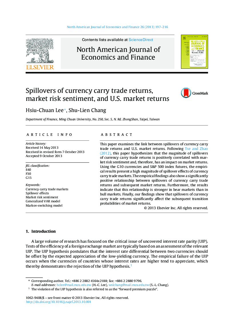 Spillovers of currency carry trade returns, market risk sentiment, and U.S. market returns