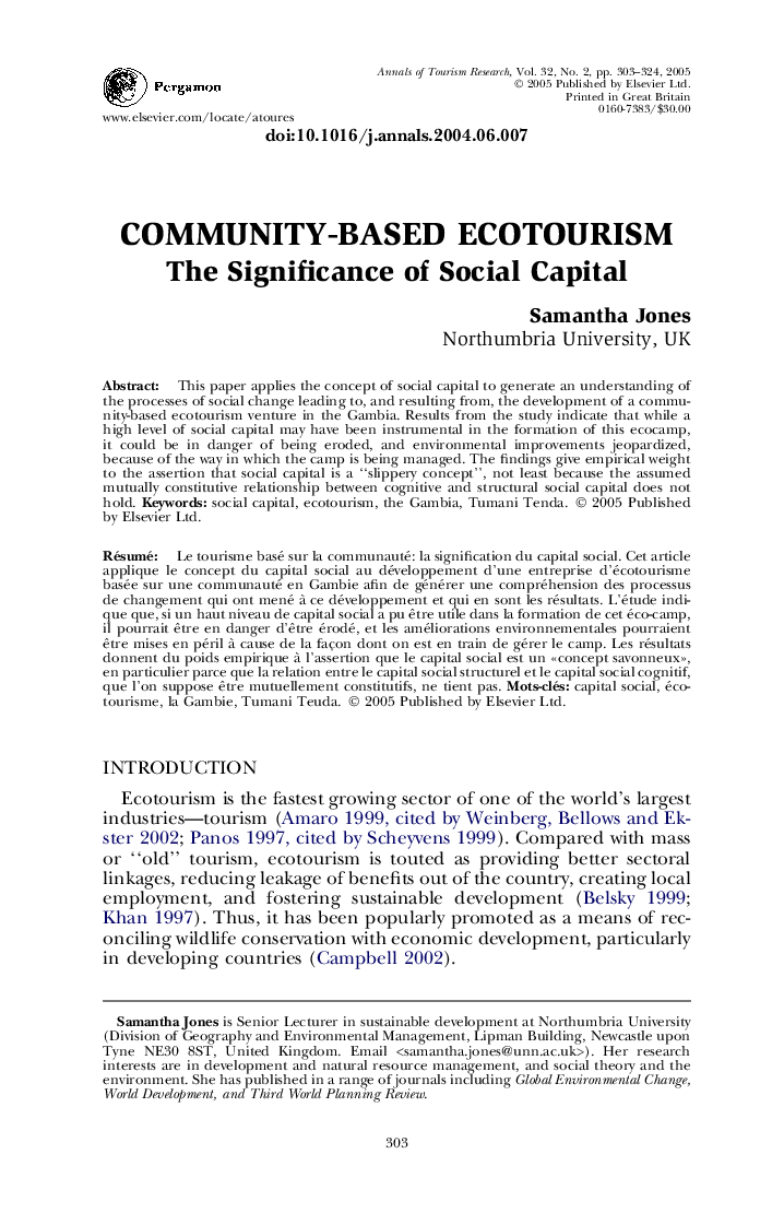 COMMUNITY-BASED ECOTOURISM