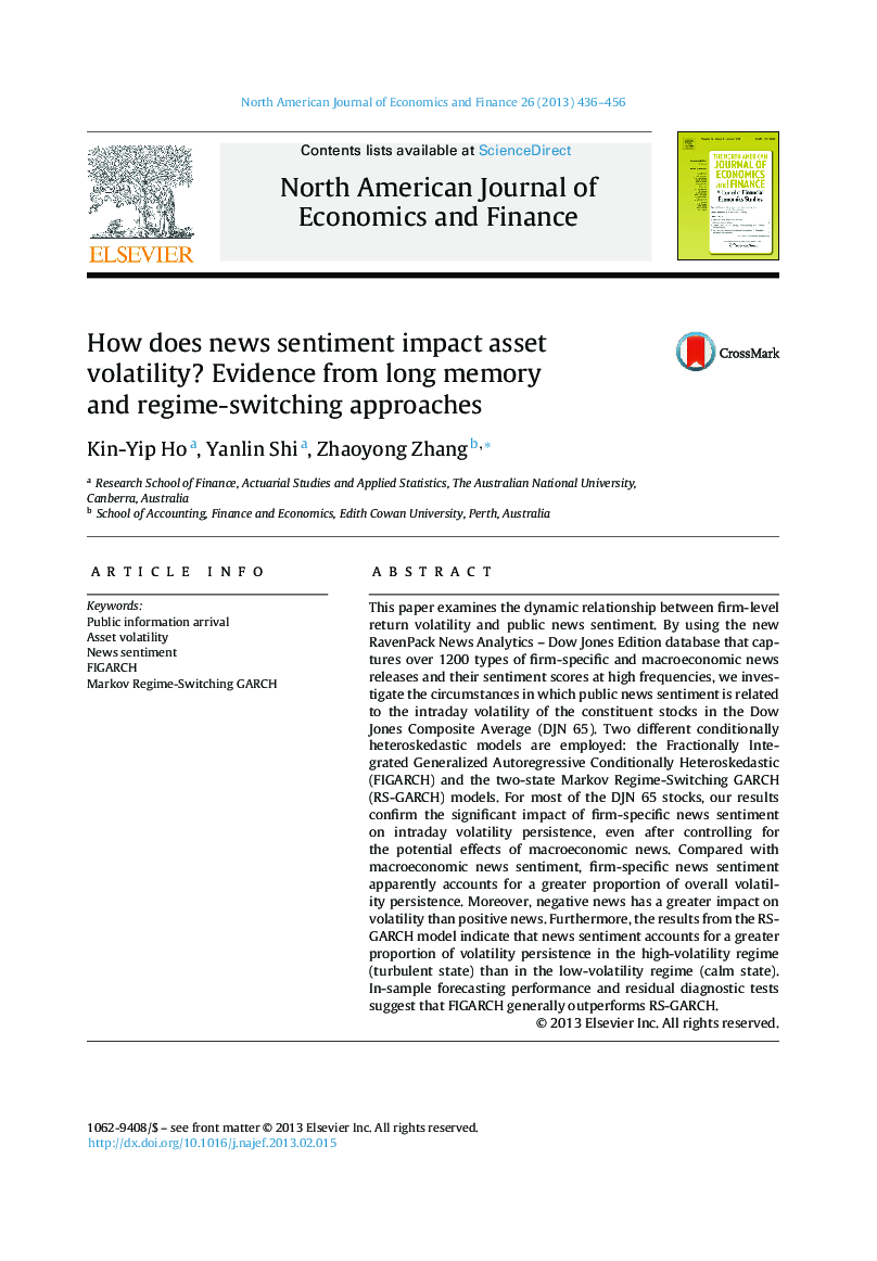 How does news sentiment impact asset volatility? Evidence from long memory and regime-switching approaches