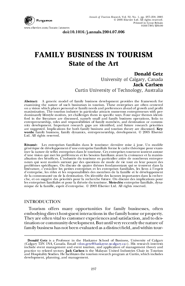 Family business in tourism