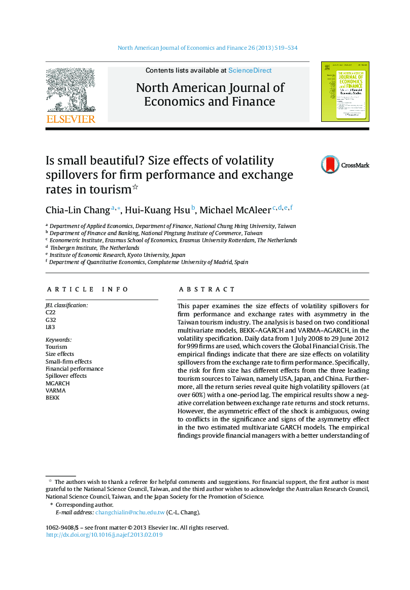 Is small beautiful? Size effects of volatility spillovers for firm performance and exchange rates in tourism 