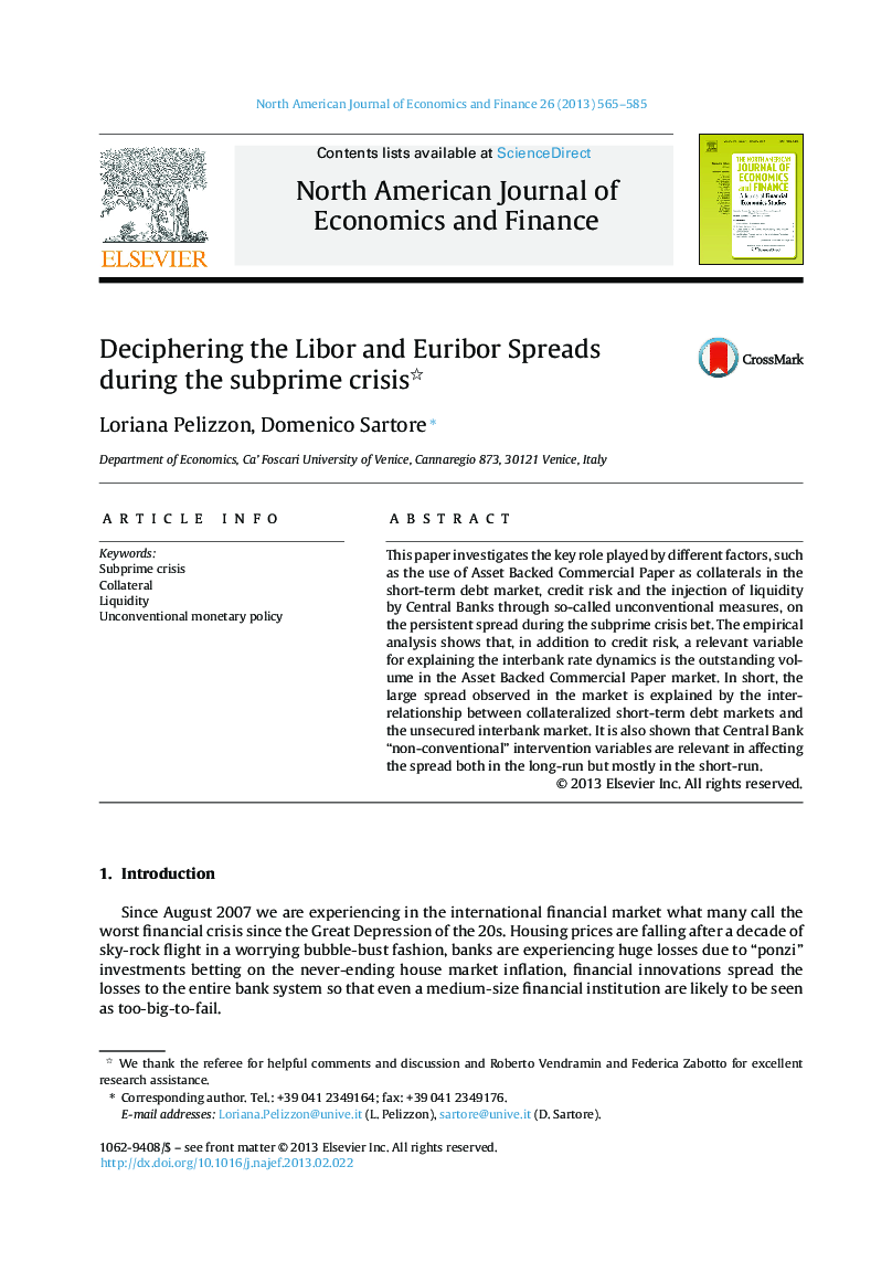 Deciphering the Libor and Euribor Spreads during the subprime crisis ⿿