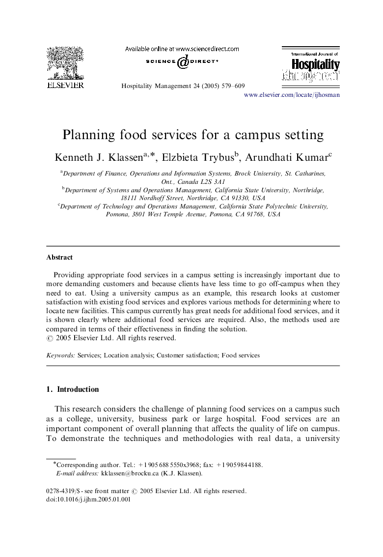 Planning food services for a campus setting