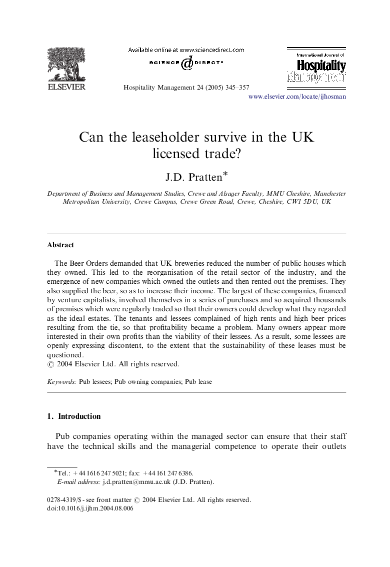 Can the leaseholder survive in the UK licensed trade?