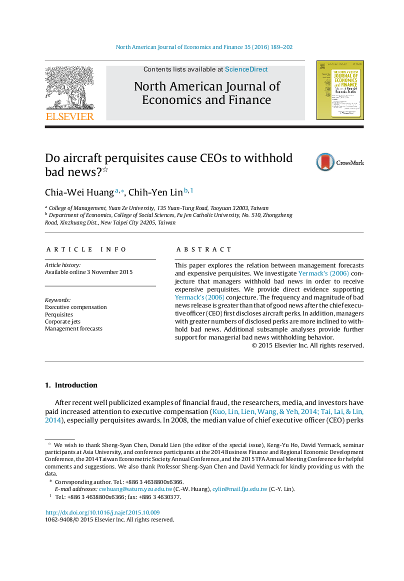 Do aircraft perquisites cause CEOs to withhold bad news? 