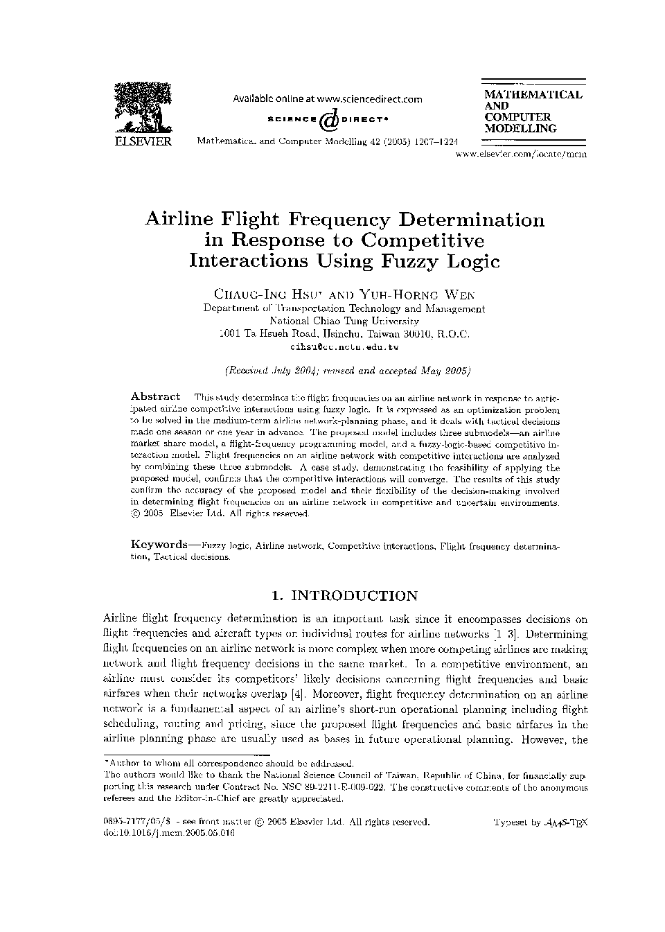 Airline flight frequency determination in response to competitive interactions using fuzzy logic