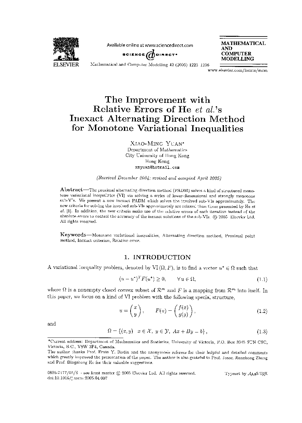 The improvement with relative errors of he et al.'s inexact alternating direction method for monotone variational inequalities