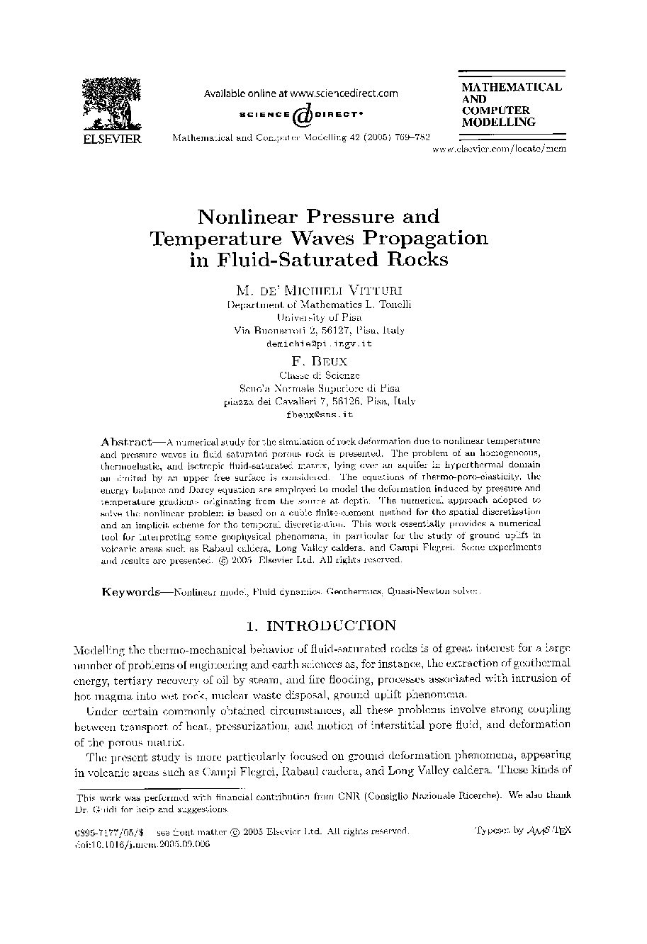 Nonlinear pressure and temperature waves propagation in fluid-saturated rocks