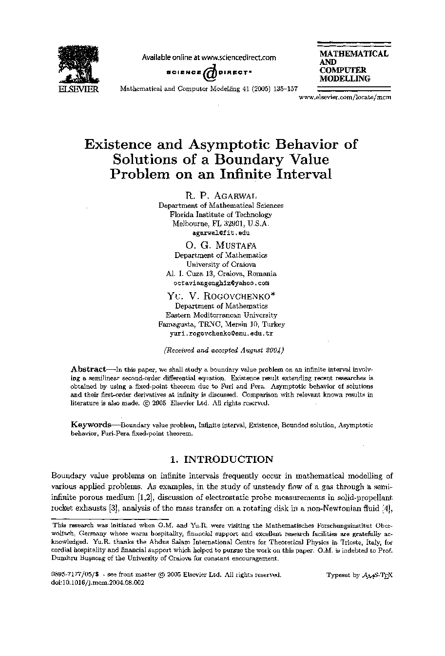 Existence and asymptotic behavior of solutions of a boundary value problem on an infinite interval