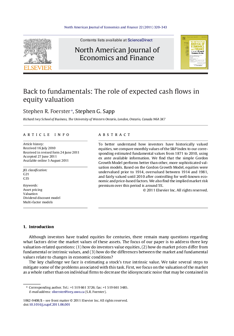 Back to fundamentals: The role of expected cash flows in equity valuation