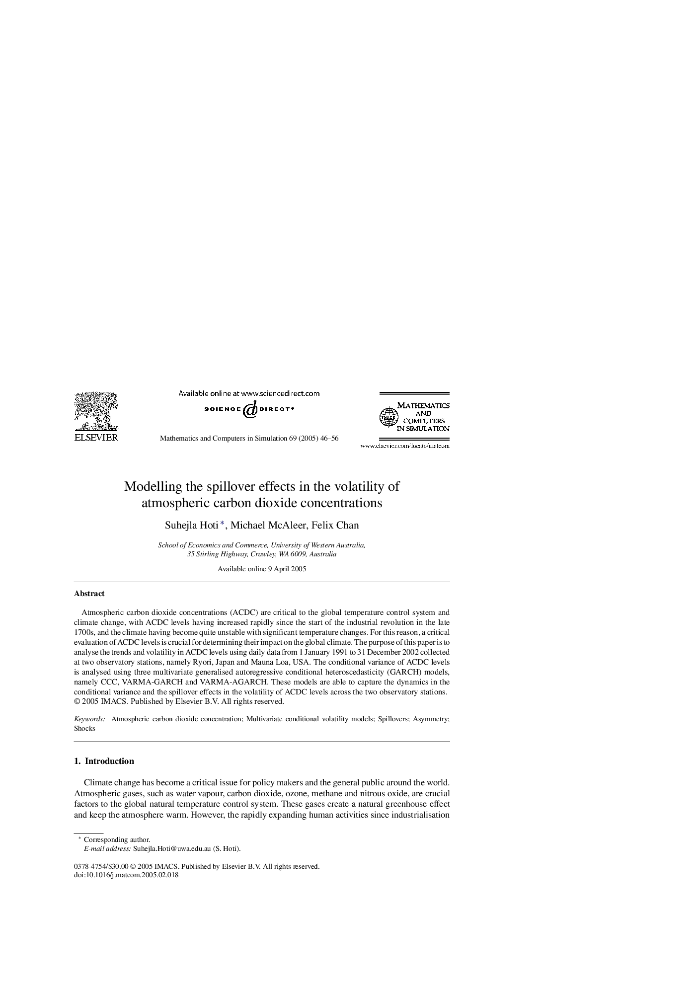 Modelling the spillover effects in the volatility of atmospheric carbon dioxide concentrations