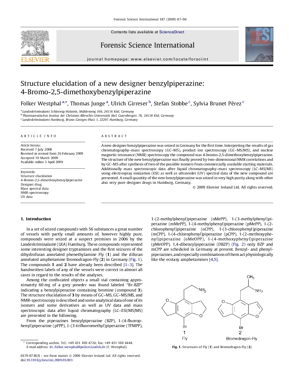 Structure elucidation of a new designer benzylpiperazine: 4-Bromo-2,5-dimethoxybenzylpiperazine