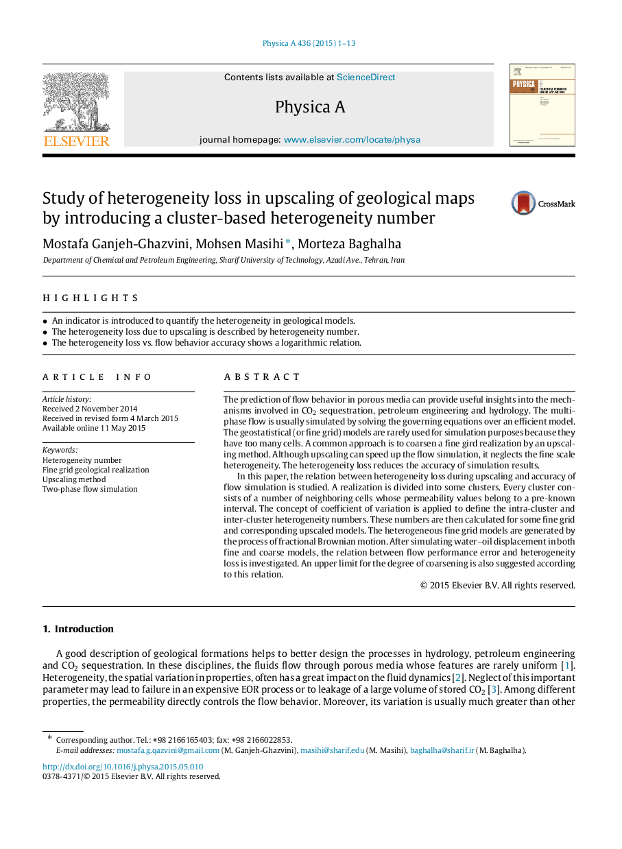 Study of heterogeneity loss in upscaling of geological maps by introducing a cluster-based heterogeneity number