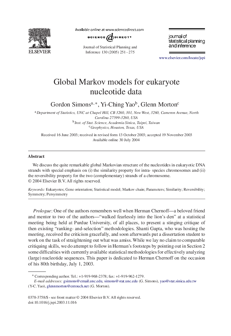 Global Markov models for eukaryote nucleotide data