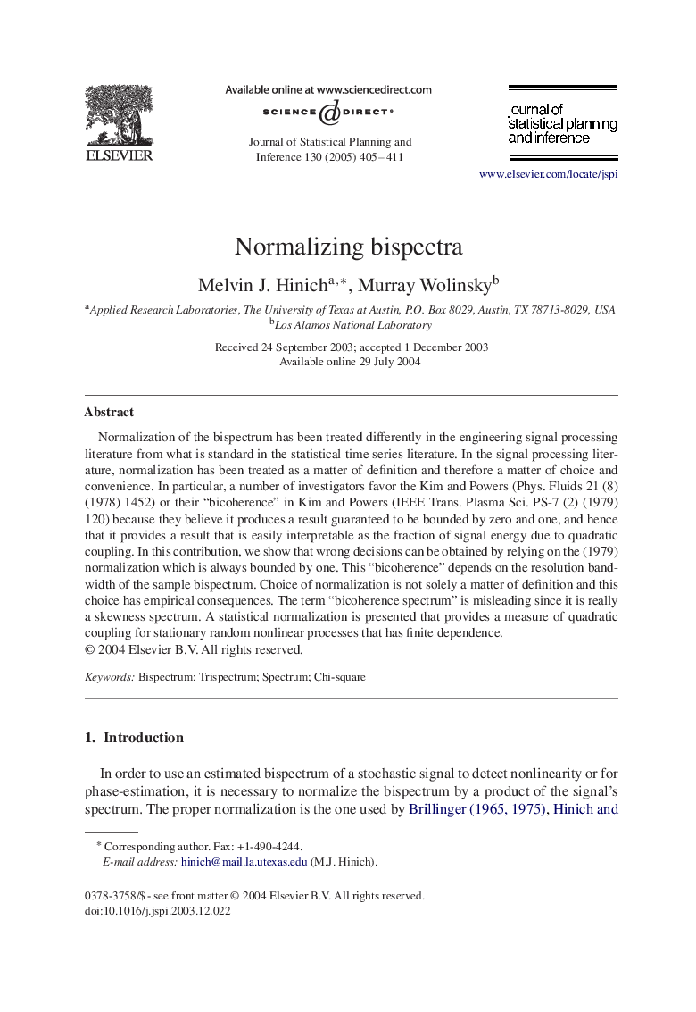 Normalizing bispectra