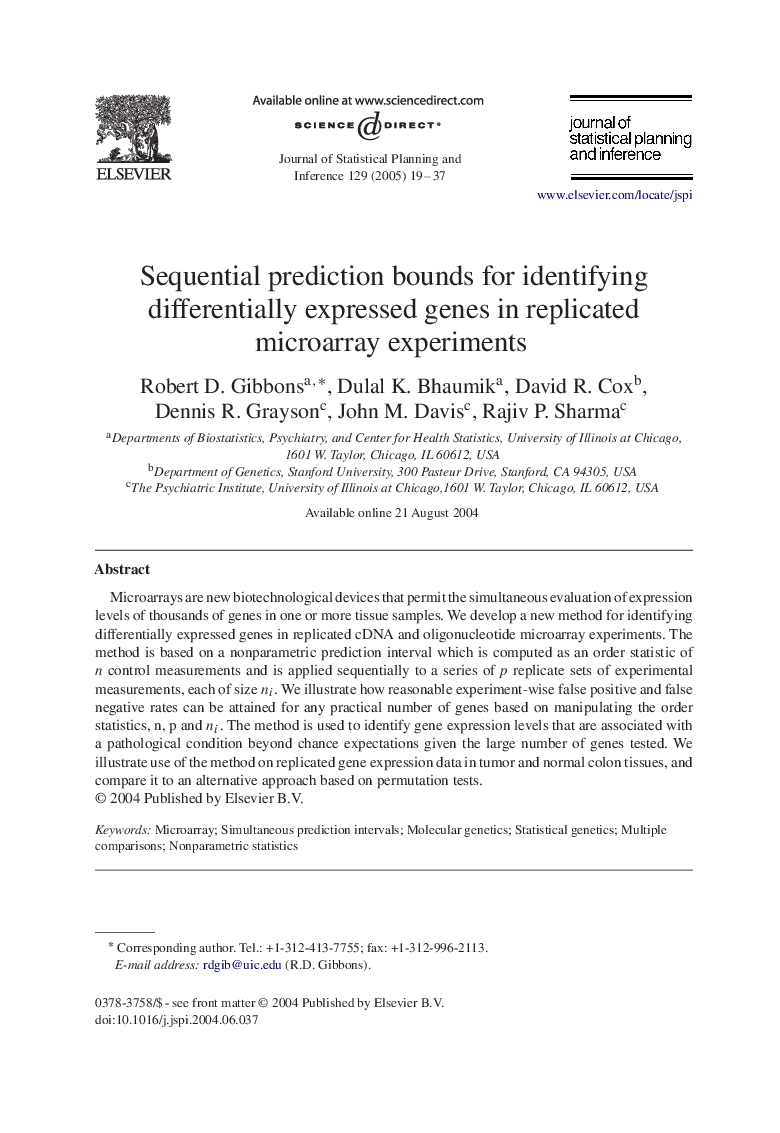 Sequential prediction bounds for identifying differentially expressed genes in replicated microarray experiments